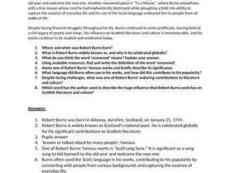 Robert Burns Short Text with Questions