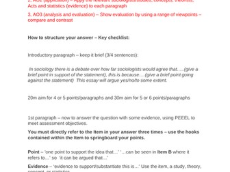 A Level Sociology essay checklist