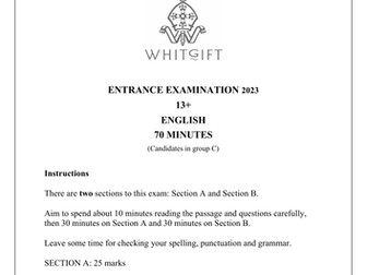 Whitgift school 13+ English practice papers