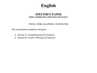 King Edward's School 11+ English mock exam