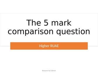 Higher RUAE 5 mark comparison question resources