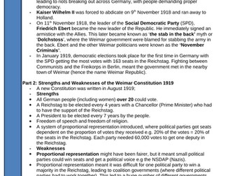 Weimar Germany revision overview