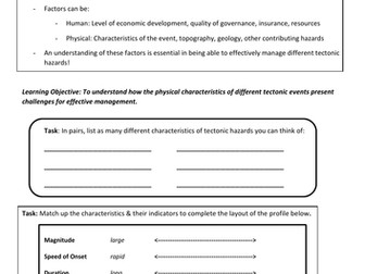 A Level Geography Taster Lesson - Tectonic Hazard Profiles