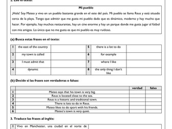Where I live - Town & City - Mi barrio - Spanish GCSE