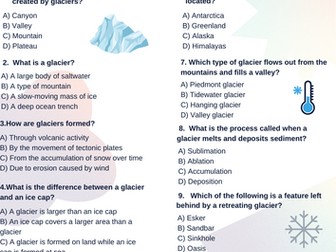 Landforms - Glaciers Quiz/Assessment
