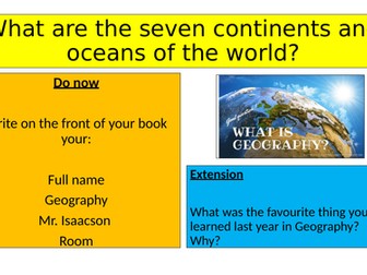 What are the seven continents and oceans of the world?