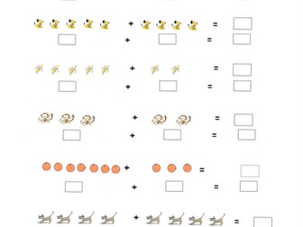 adding two groups of objects to 10
