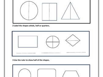 Identify whole, half and quarter Worksheet