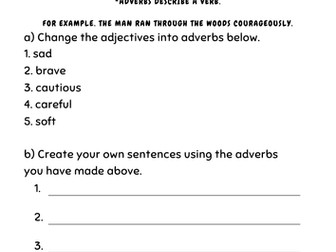 Adverbs - ly (worksheet)