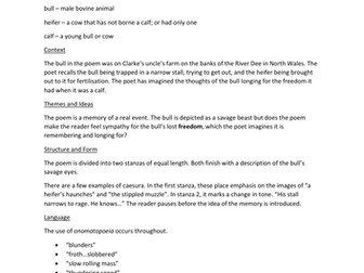 Analysis of Friesian Bull by Gillian Clarke