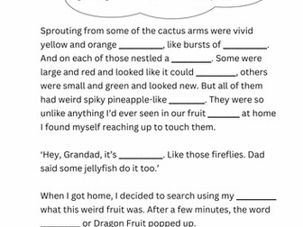 The Boy Who Grew Dragons - Chapter 1 Cloze Passage (Battle of the Bongle) - Differentiated