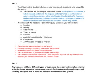 CTEC Business L3 Unit 4 - P1/P2/P3/M1/D1 Support sheet