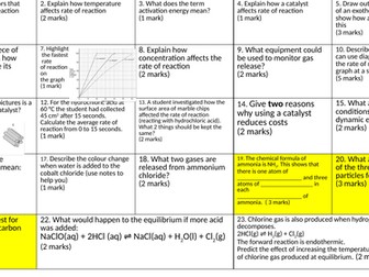 Topic 6 Rates of reaction revision grid with answers