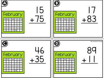 Leap Year Day 2024 2 Digit Addition with Regrouping Task Cards