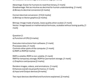 0478 IGCSE Computer Science Paper 1 Computer Systems Practice Questions 1