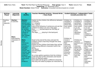 Year 4 Fairy Tale Planning