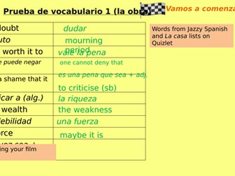 La casa de Bernarda Alba vocabulary lists
