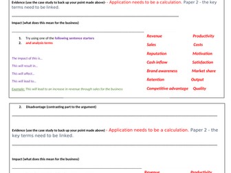 GCSE Business exam technique structure