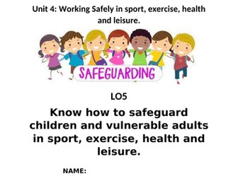 Learning objective 5: CTEC Sport Unit 4 Working Safely in Sport exercise health and leisure.