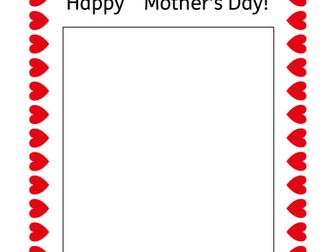 Mother's Day Card and Writing Frame Template (Widgit Symbols)