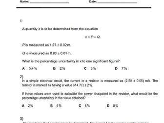 Uncertainty As Level Physics Worksheet