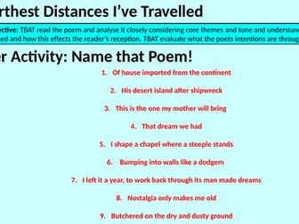 The Furthest Distances I’ve Travelled by Leontia Flynn A Level Lesson
