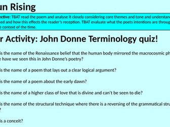 The Sun Rising by John Donne Lesson