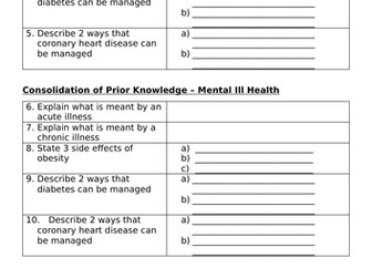 Mental Ill Health - BTEC Health and Social Care Component 3