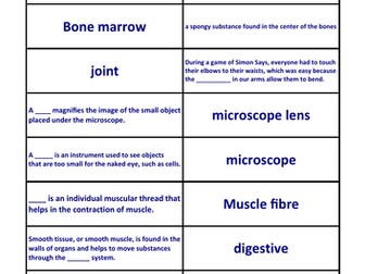 KS3 Joints and Tissue puzzle