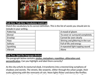 English Cover: Descriptive Writing, The City at Night