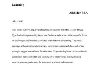 Integrating MBTI Personality Types into Sudanese Education: A Comprehensive Analysis of Challenges,