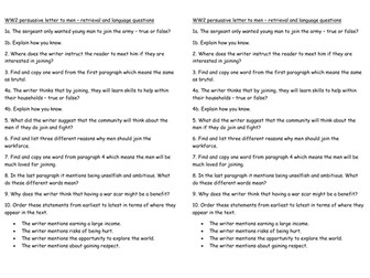 WW2 persuasive letters comprehension bundle