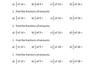Year 4 Fractions of Amounts Full Pack