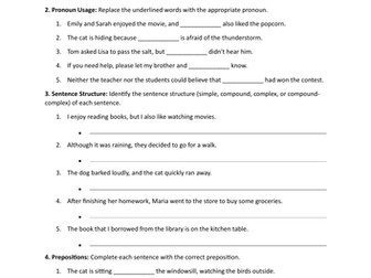 Grammar worksheet