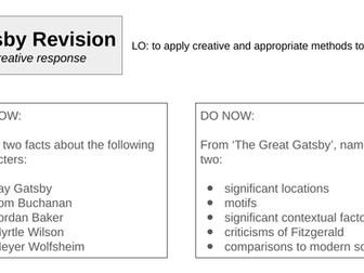 A Level AQA English Language and Literature Paper 2 The Great Gatsby