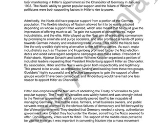 Cambridge A-Level History (9489) Paper 4 Hitler’s Germany Sample Essays