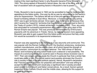 Cambridge A-Level History (9489) Paper 4 Mussolini’s Italy Sample Essays