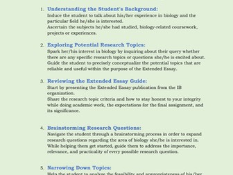 Algorithm for conducting the first interview with an EE biology student