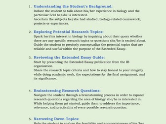 Algorithm for conducting the first interview with an EE biology student