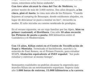 Spanish reading comprehension - sportsman Killian Jornet