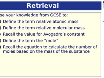 AS Chemistry amounts of substance full topic