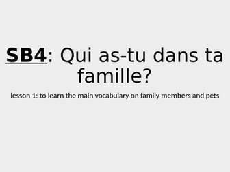 y7 SB4- Qui as-tu dans ta famille? 5 lessons plus more