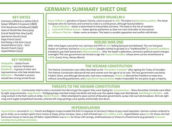 Germany and Dictatorship Summary Sheets