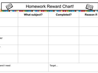 Homework Reward Chart