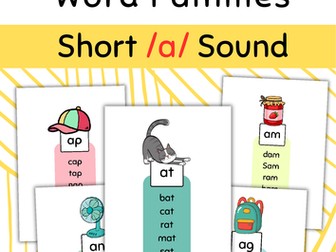Phonics. Word Families Short /a/ Sound Reading Cards.
