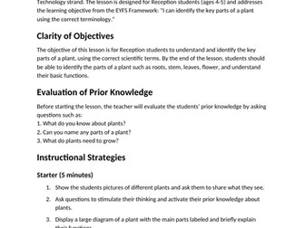 Lesson plan - Parts of a Plant