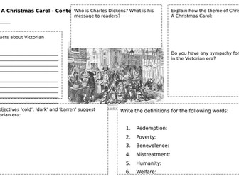 A Christmas Carol - Context and Stave worksheet