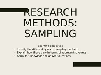 Research methods sociology Sampling