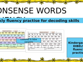 Nonsense words fluency Kindergarten, DIBELS words