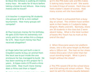 Four operations - worded problems